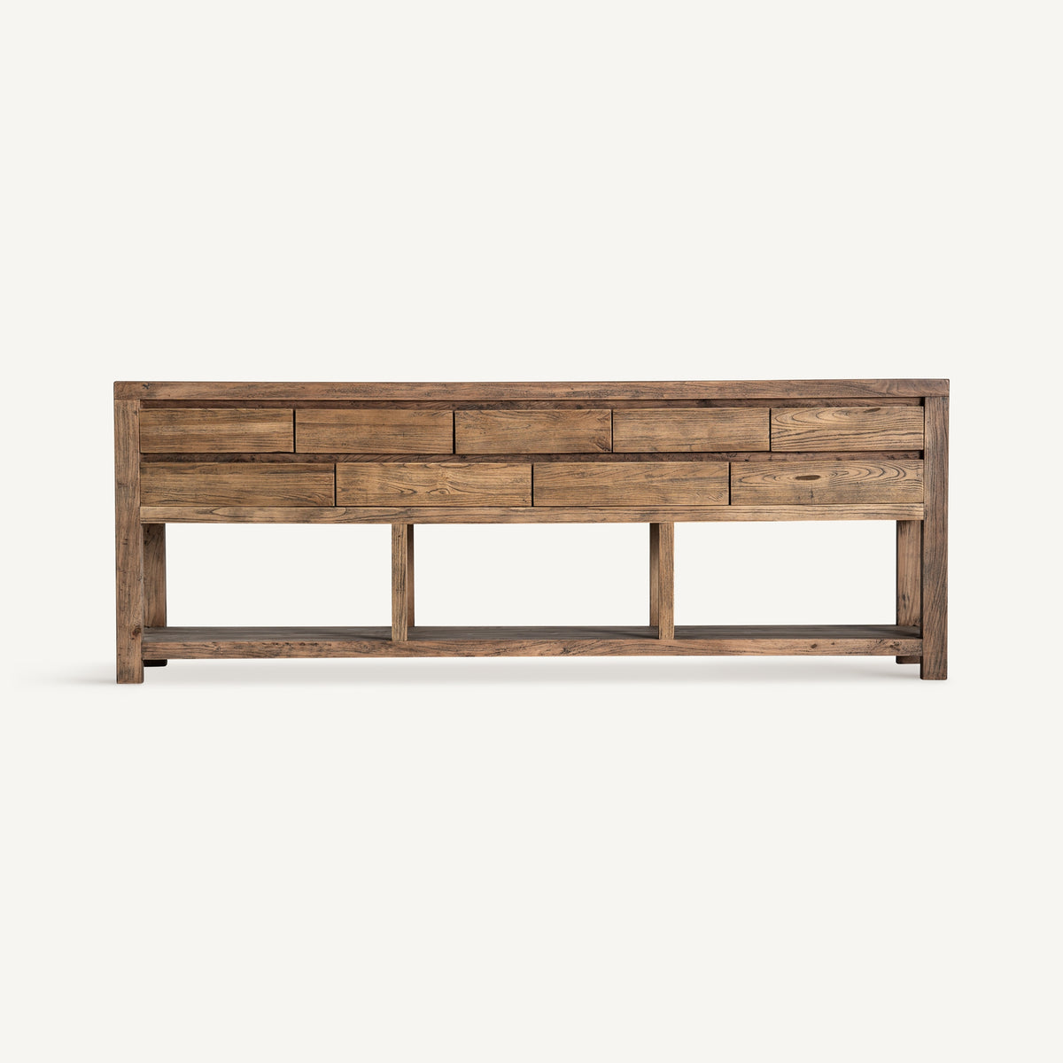 Consola de madera de olmo y hierro Mercadal 220 cm