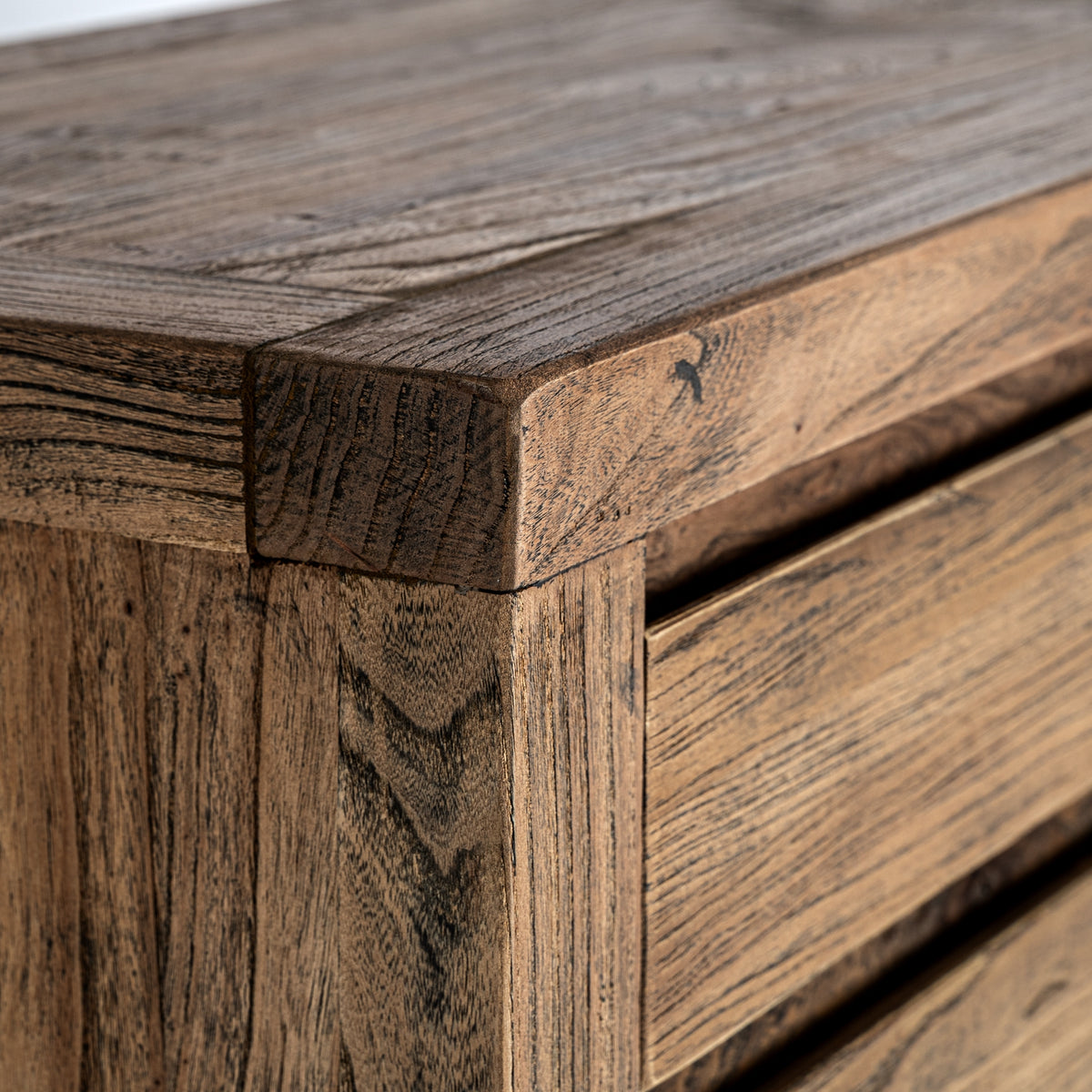 Consola de madera de olmo y hierro Mercadal 220 cm