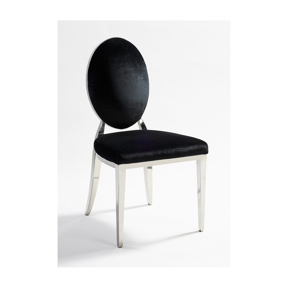 Silla de terciopelo negro y acero Genalguacil