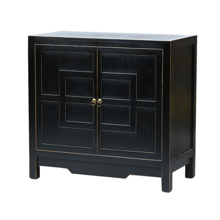 Cómoda negra de olmo con 2 puertas Luqing