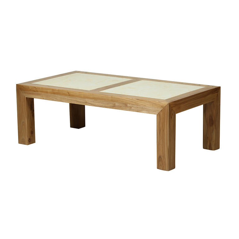 Mesa de centro de olmo y piedra Yaxin