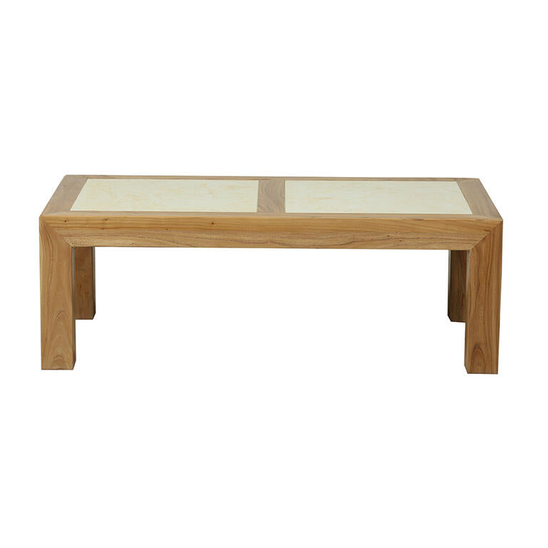 Mesa de centro de olmo y piedra Yaxin