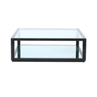 Mesa de centro de pino con cristal y espejo Boquer