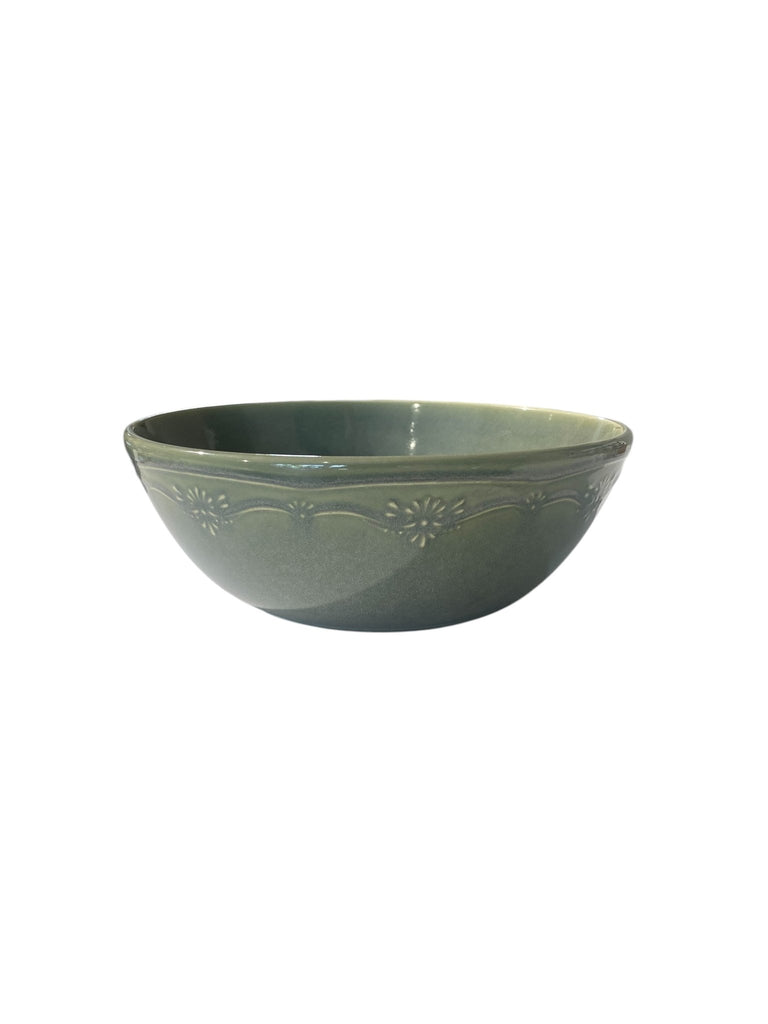 Ensaladera Verde Mediana con Flores - #pino_y_jacaranda#