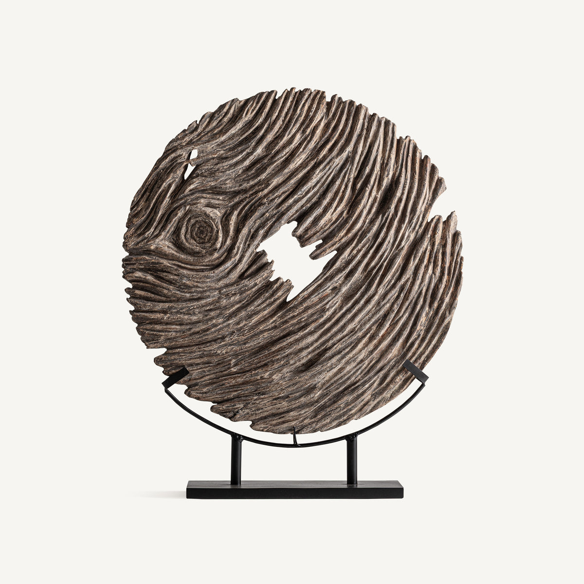 Escultura circular de suar y hierro Roldán