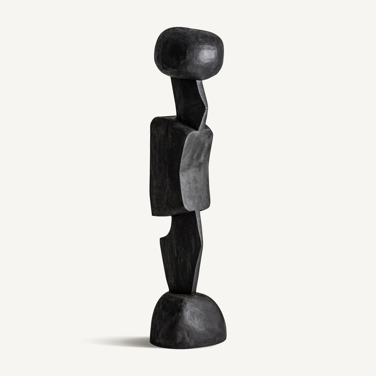 Escultura de madera de teka Thira negra