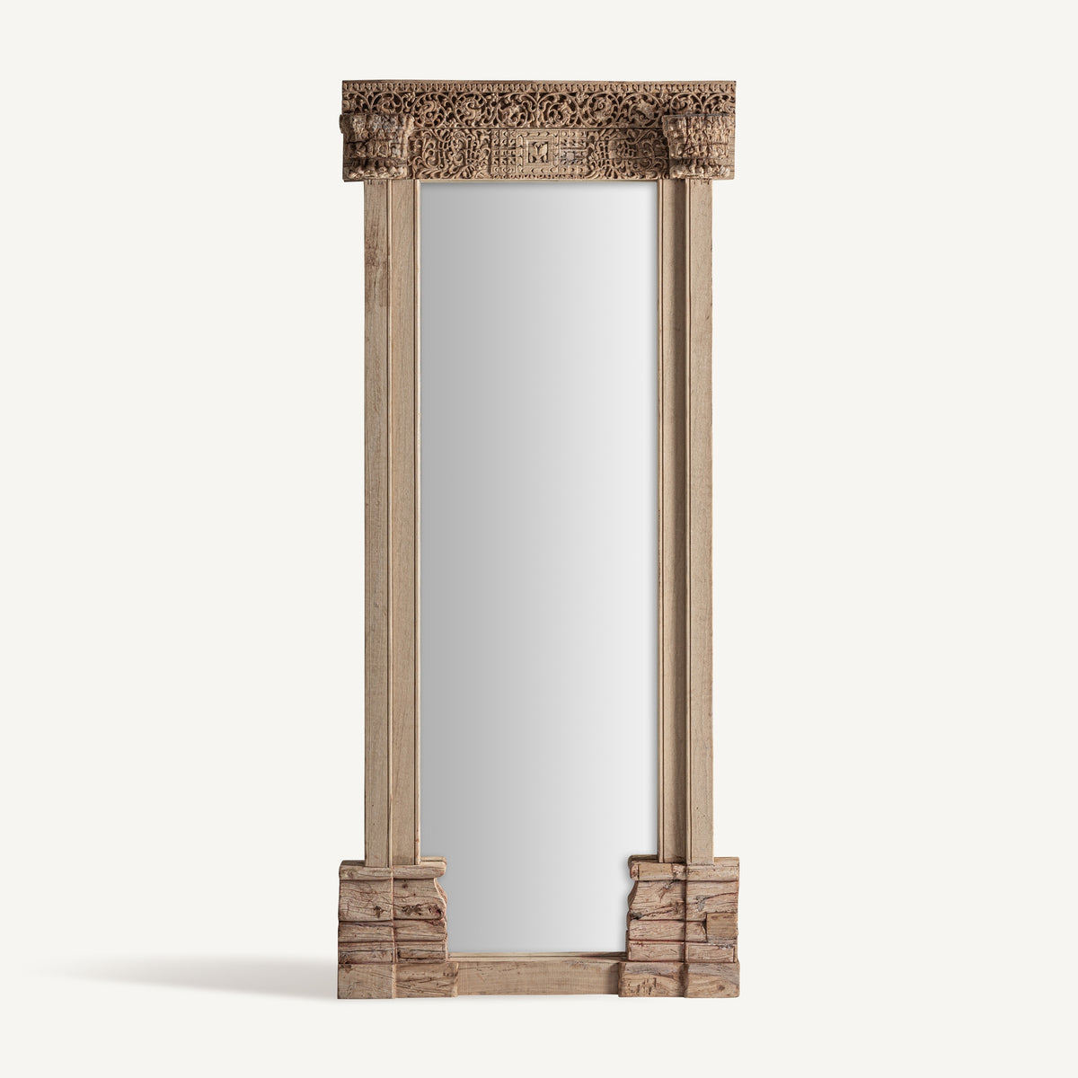 Espejo de madera de teka tallada Kritsa