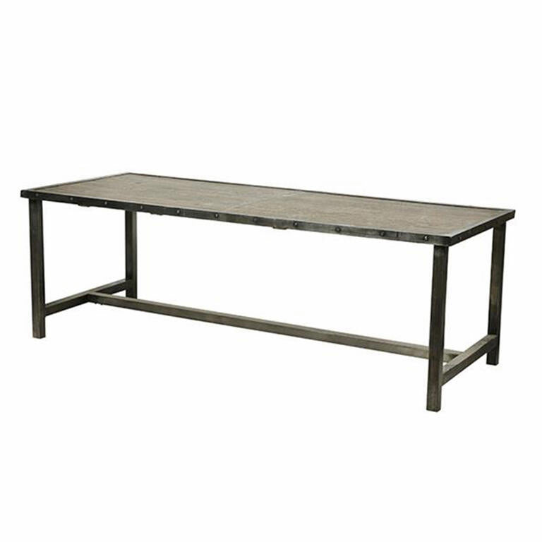 Mesa de comedor industrial de pino y hierro Mesana