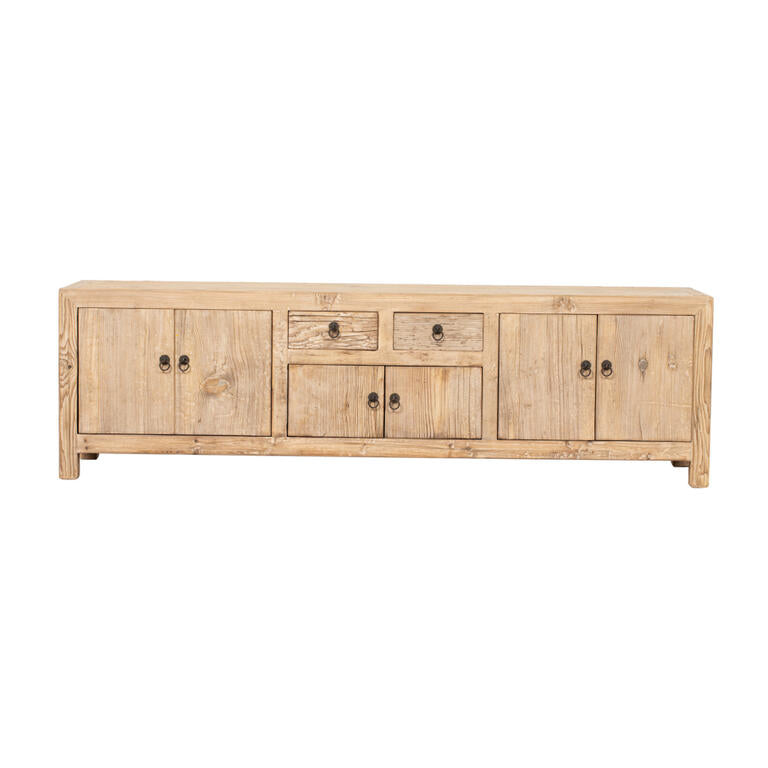 Piecero natural de pino con 6 puertas y 2 cajones Yayun
