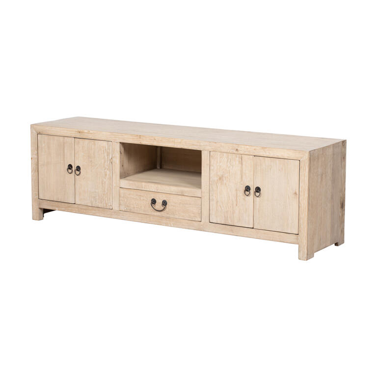 Piecero natural de pino con 4 puertas y 1 cajón Ningyan