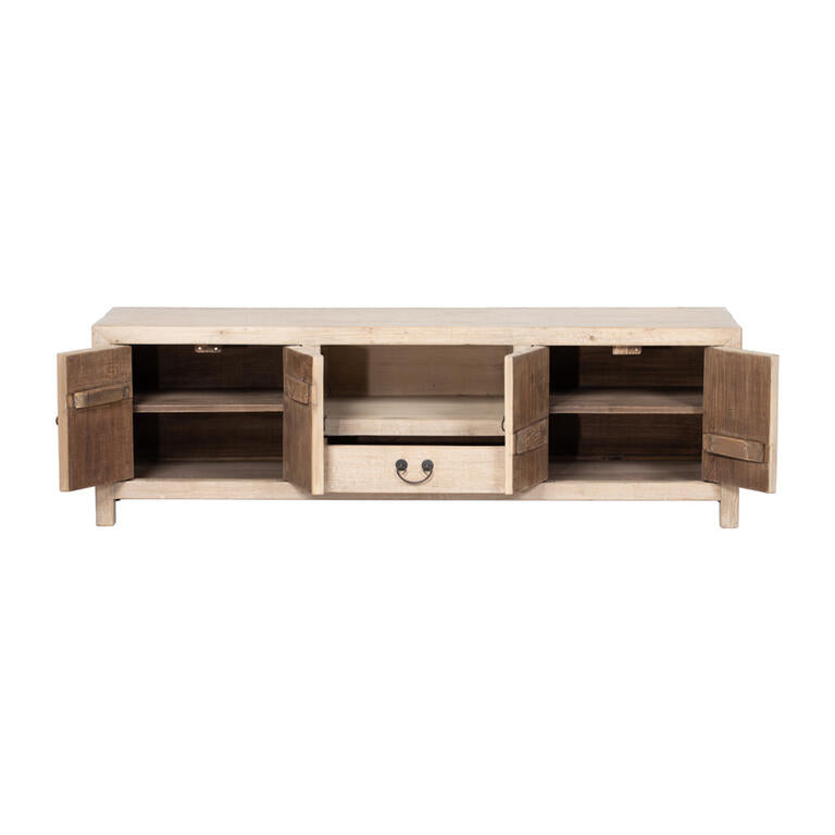 Piecero natural de pino con 4 puertas y 1 cajón Ningyan
