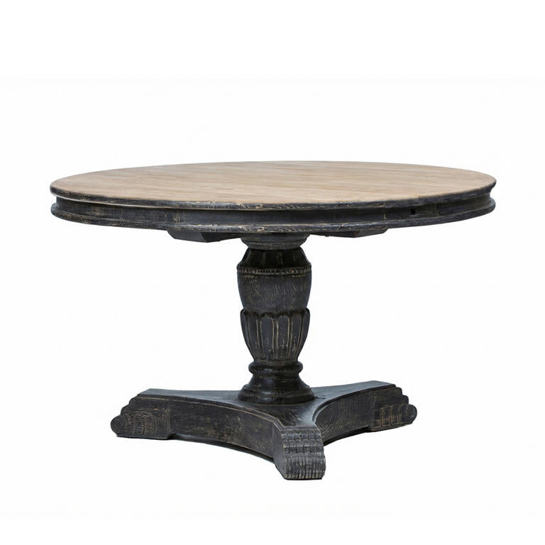 Mesa de comedor redonda negra de álamo Escota