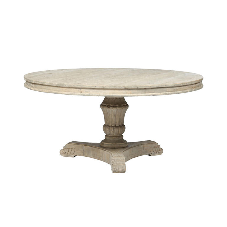 Mesa de comedor redonda natural de pino Ø160 cm Wenshu