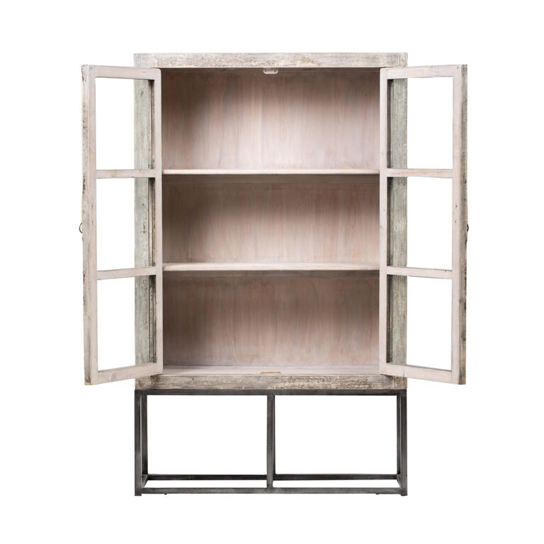 Vitrina gris de pino con 2 puertas Shanrui