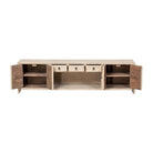 Piecero natural de pino con 4 puertas y 3 cajones Yunning