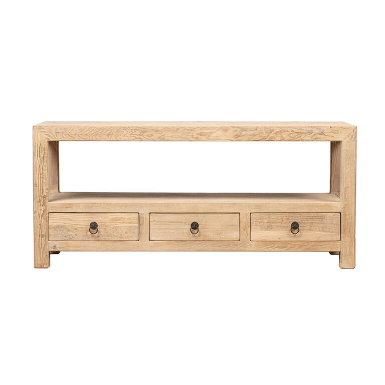Piecero natural de pino con 3 cajones Bisbita