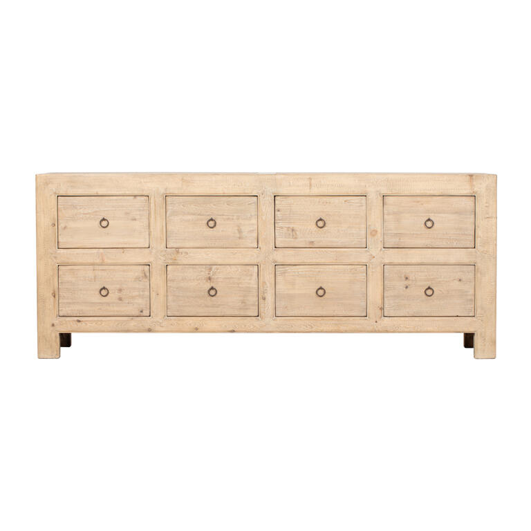 Cómoda natural de pino con 8 cajones Lianlan