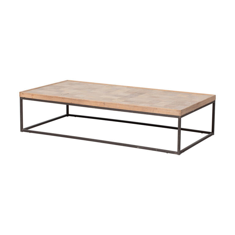 Mesa de centro natural de pino y hierro Jinning