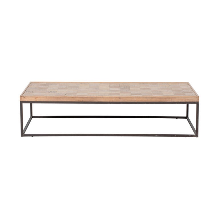 Mesa de centro natural de pino y hierro Jinning