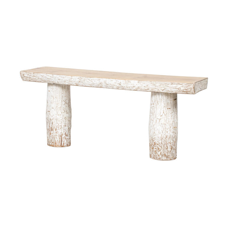 Consola blanca de pino con diseño de tronco Pajares
