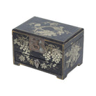 Caja antigua multicolor de olmo con tapa Minghua