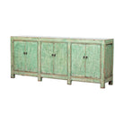 Cómoda antigua verde de olmo con 6 puertas Anning