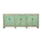 Cómoda antigua verde de olmo con 6 puertas Anning