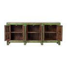 Cómoda antigua verde de olmo con 6 puertas Hongwen