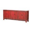 Cómoda antigua roja de álamo con 6 puertas Taosong