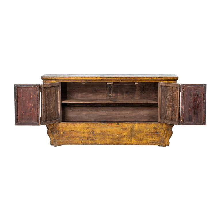 Cómoda antigua amarilla de pino con 2 puertas Lianqing
