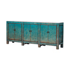 Cómoda antigua verde de olmo con 6 puertas Yujin