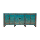 Cómoda antigua verde de olmo con 6 puertas Yujin