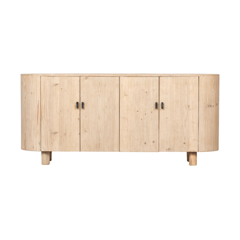 Cómoda natural de pino con 4 puertas Luhe