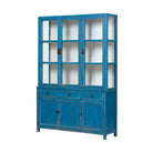 Vitrina azul de pino con 6 puertas y 3 cajones Órbigo
