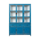 Vitrina azul de pino con 6 puertas y 3 cajones Órbigo