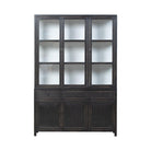 Vitrina negra de pino con 6 puertas y 3 cajones Cea