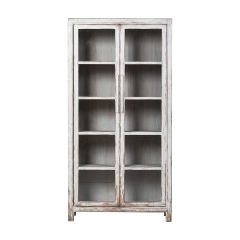 Vitrina blanca de pino con 2 puertas Cares