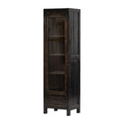 Vitrina negra de pino con 1 puerta y 1 cajón Deva