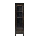 Vitrina negra de pino con 1 puerta y 1 cajón Deva