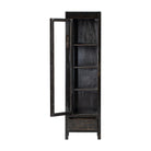 Vitrina negra de pino con 1 puerta y 1 cajón Deva