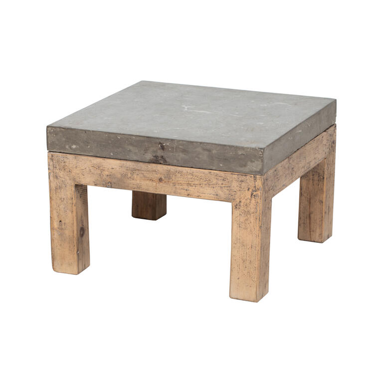 Mesa de centro de pino con tapa de piedra gris Chochín