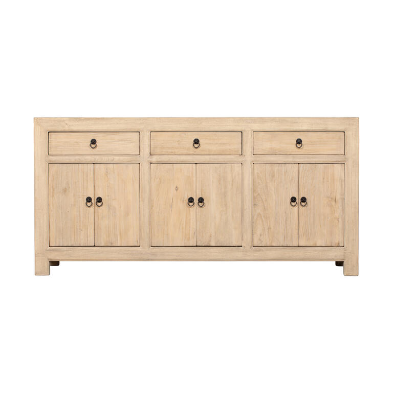 Cómoda natural de álamo con 3 cajones y 6 puertas Hongming