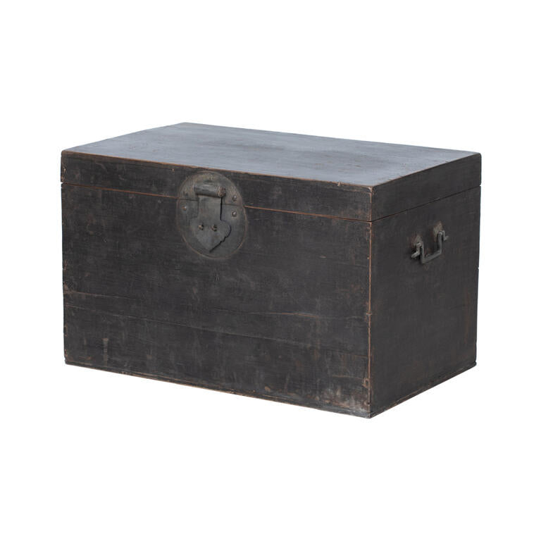 Baúl antiguo negro de olmo con tapa Xiashu