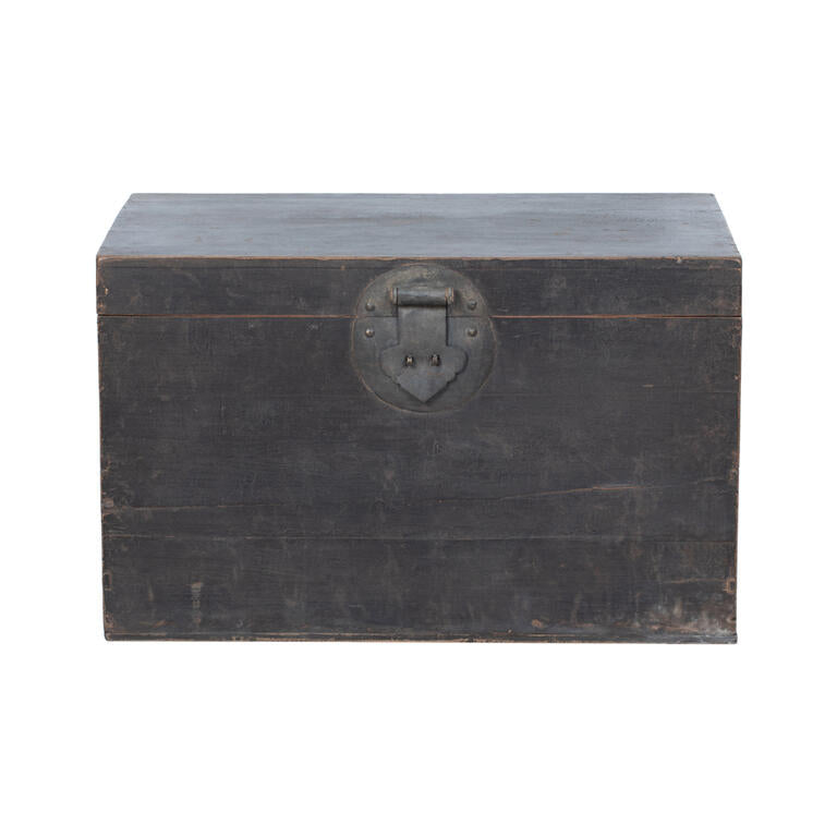 Baúl antiguo negro de olmo con tapa Xiashu
