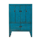 Armario antiguo azul de olmo con 6 puertas Ruijin