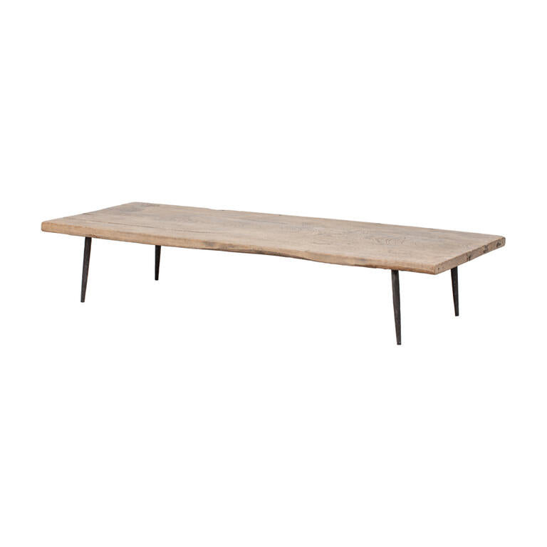 Mesa de centro natural de olmo y hierro Esmerejón