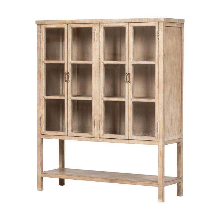 Vitrina natural de pino con 4 puertas Bernesga