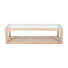 Mesa de centro natural de álamo con sobre de cristal Halcón