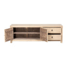 Piecero natural de álamo con 2 puertas y 2 cajones Qingpo