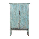 Armario antiguo azul de olmo con 2 puertas y 2 cajones Shurui